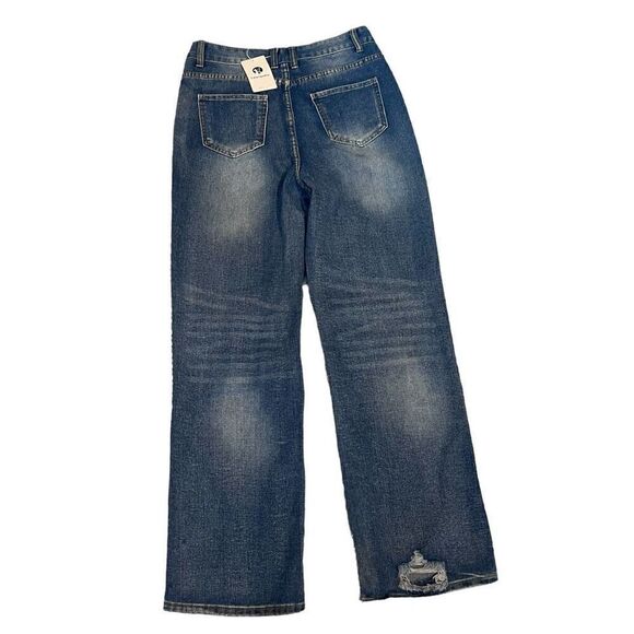NWT Estampados wide leg Women's Distressed Jeans Size Medium - Picture 6 of 13